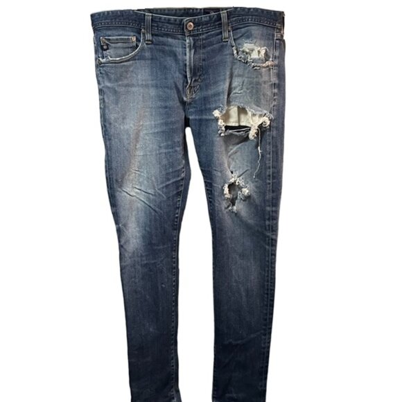 Ag Adriano Goldschmied Modern Slim Straight Distressed Destroyed Jeans - Picture 2 of 9